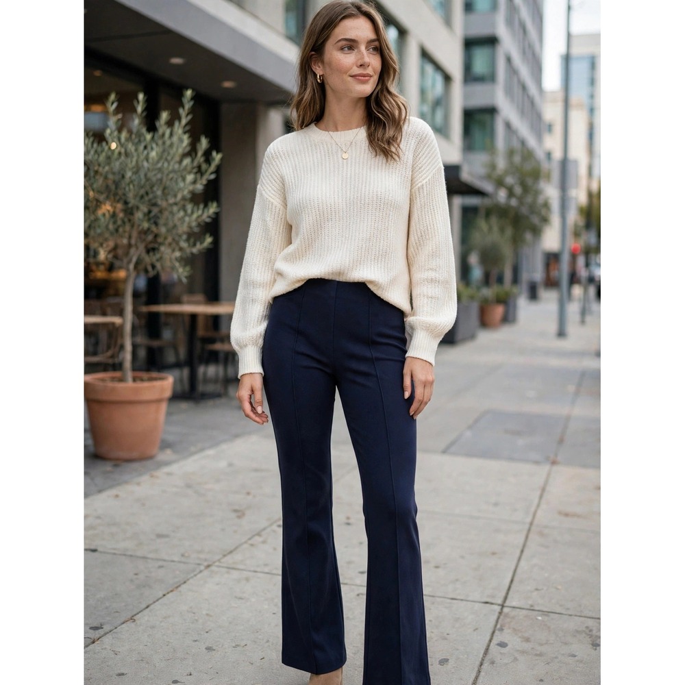 Banana Republic Navy Blue Ponte Kick Flare Pants Petite Medium 761469-P-00